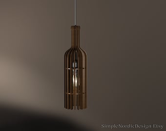 Wine Bottle Ceiling Lamp Shade, DXF SVG Laser Cut Files, 4mm or 3mm Material