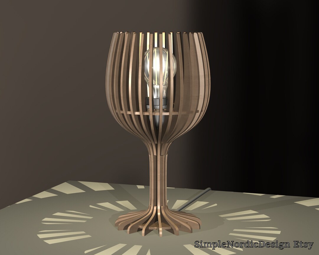Wine Glass Table Lamp Shade, DXF SVG Laser Cut Files, 4mm or 3mm