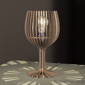 Wine Glass Table Lamp Shade, DXF SVG Laser Cut Files, 4mm or 3mm Material