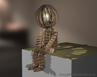Human Figure Table Lamp Shade, DXF SVG Laser Cut Files, 4mm or 3mm Material