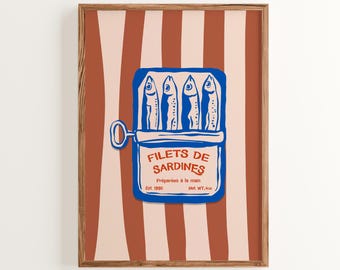 Vintage Sardine Can Pop Art Print: Retro Kitchen Decor (Digital Download)