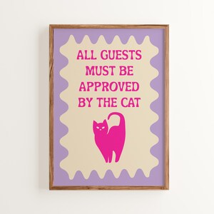 Cat Approval Art Print, Funny Pet Lover Poster, Quirky Cat Decor, Humorous Wall Art, Gift For Cat Owners, Colorful Kitty Illustration