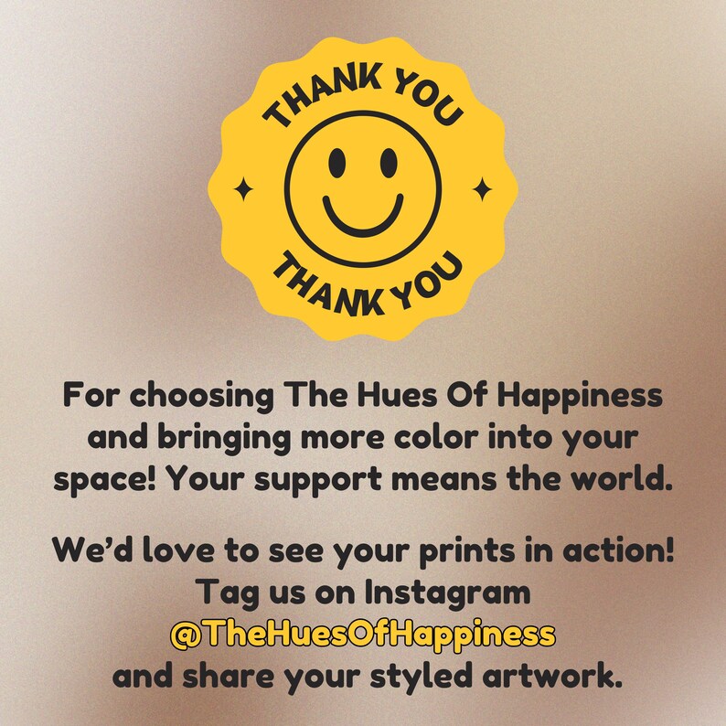 a thank card with a smiley face on it