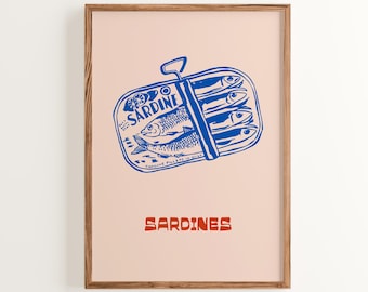 Vintage Sardine Tin Art Print: Retro Nautical Kitchen Decor (Digital Download)