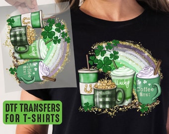 St Patrick's Coffee DTF Transfer: Irish Latte Heat Press Design