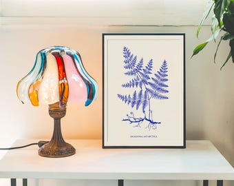 Vintage botanische print varen blauw blad illustratie muurkunst digitale download