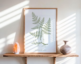 Boho woondecoratie varen salie groen botanische print rustieke muur kunst digitale download