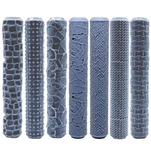 Set of 7 textured rollers for paving and paths, 7.8 cm, for polymer clay and ceramics, modeling tools, precise design