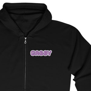 Sudadera con capucha personalizada con letras de burbujas y cremallera para reunión familiar, sudadera con capucha kawaii, sudadera con capucha Y2K, sudadera con capucha personalizada, sudadera personalizada, sudadera con monograma