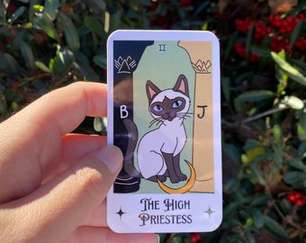 Pegatinas de cartas del tarot La gata sacerdotisa, pegatinas de tarot, pegatinas de brujas, baraja de tarot única, carta del tarot de los Arcanos Mayores