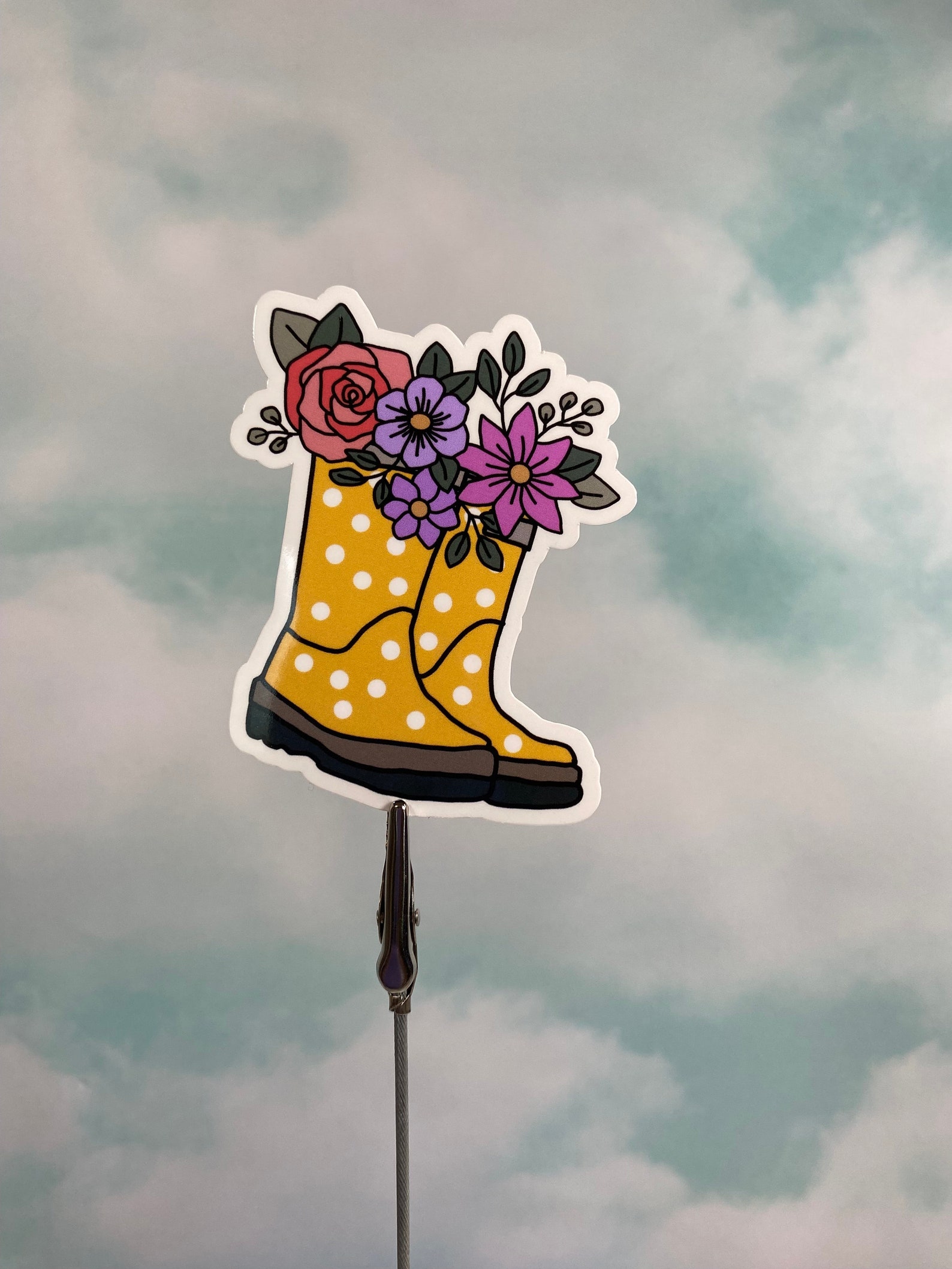 Spring Sticker, Rain Boots Sticker, Rain Boots With Flowers Sticker ...