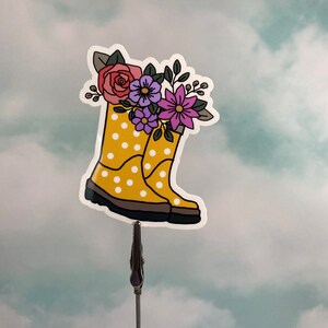 Spring Sticker, Rain Boots Sticker, Rain Boots With Flowers Sticker ...