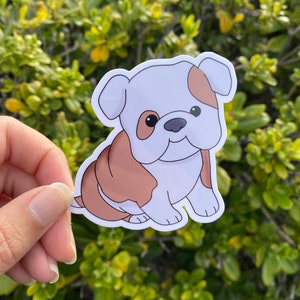 Adesivo cucciolo, adesivo bulldog inglese, adesivo cane, adesivo vinile fustellato