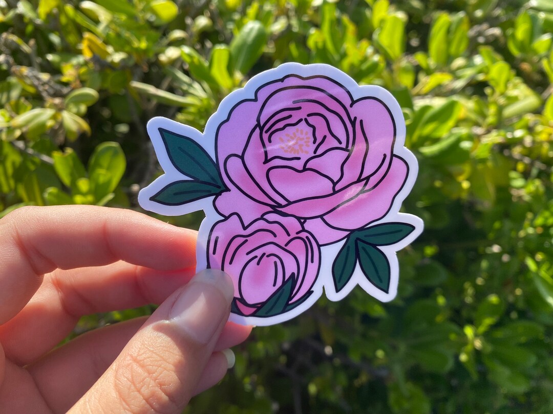 Flower Sticker, Peony Sticker, Die Cut Vinyl Sticker - Etsy