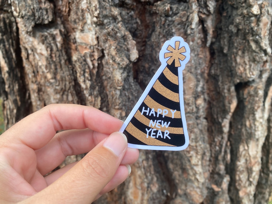 Party Cap Sticker Party Hat Sticker, New Years Eve Stickers, 3 Inch Die Cut Vinyl Sticker ...