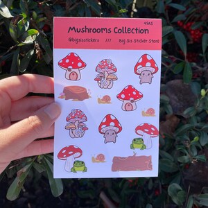 Mushroom Sticker Sheets, Matte Sticker Sheets, Tiny Stickers