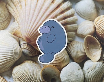 Sea Animal Sticker, Manatee Sticker, Die Cut Vinyl Sticker