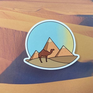 Sticker désert, Sticker chameau, Sticker pyramide, Sticker scène désert, Sticker vinyle découpé