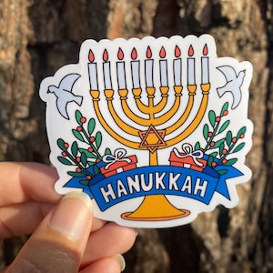 Adesivo Hanukkah, Adesivo Hanukkah Menorah, Adesivo Ebraico, Adesivo in Vinile Fustellato da 3 pollici