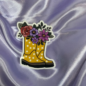 Spring Sticker, Rain Boots Sticker, Rain Boots With Flowers Sticker ...