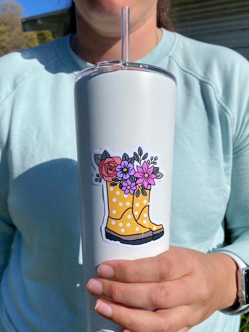 Spring Sticker, Rain Boots Sticker, Rain Boots With Flowers Sticker ...
