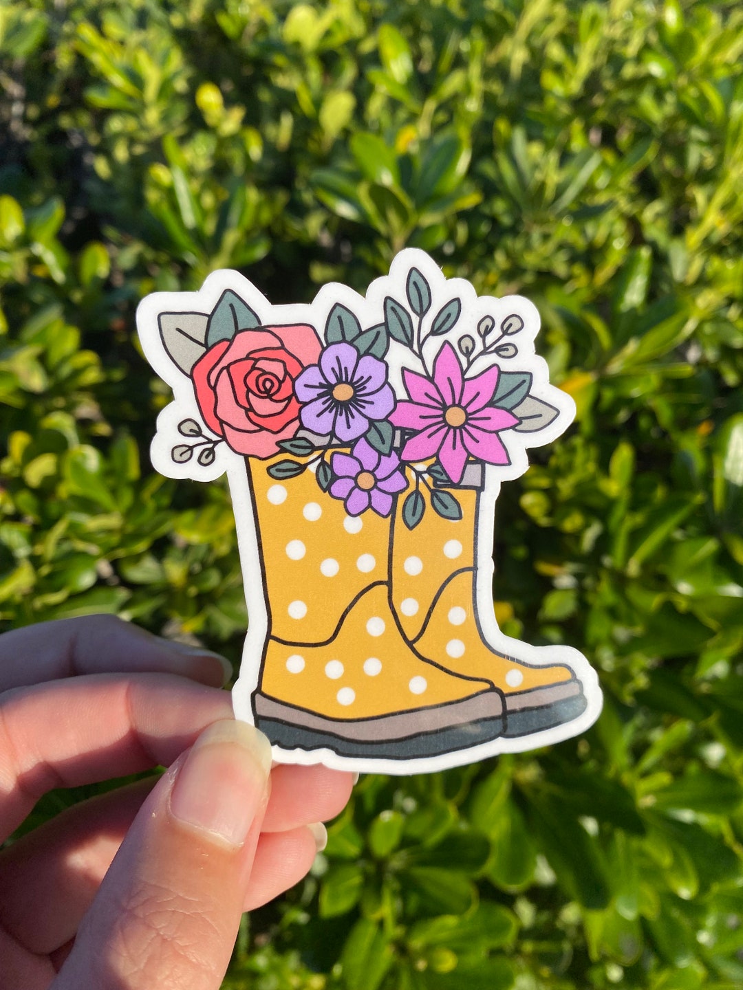 Spring Sticker, Rain Boots Sticker, Rain Boots With Flowers Sticker ...