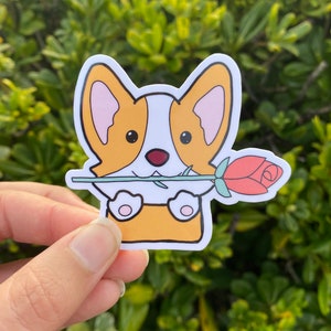 Adesivo di San Valentino, Adesivo Corgi, Adesivo in vinile fustellato