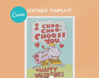PRINTABLE CARTOON CARD I Courage Valentines Day digital Download Canva ...
