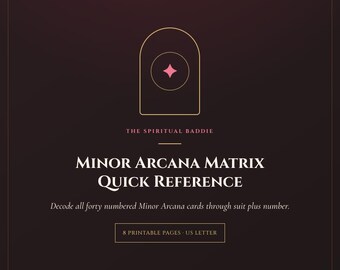 Minor Arcana Tarot Cheat Sheet, Suit and Number Matrix, Printable PDF