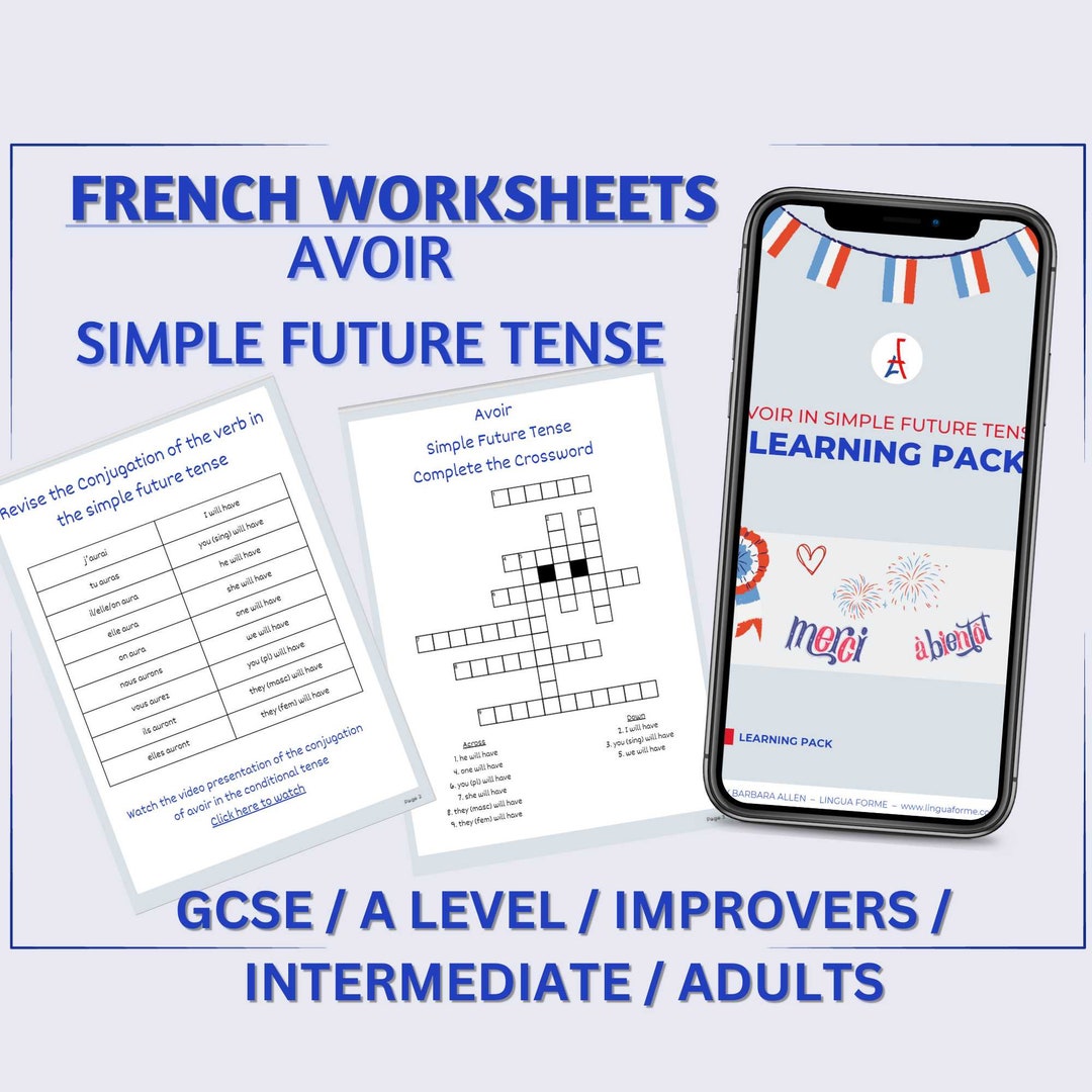 Avoir Simple Future Tense Printable French Verb Workbook Flashcards