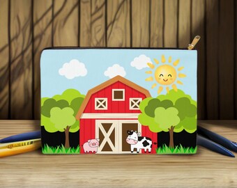 Etui esthetisch Boerenerf etui esthetisch voor kinderen Back to school cadeaus voor kinderen Gehaakte etui Schuur etui met rits