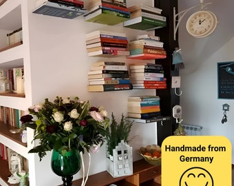 Schwebendes Bücherregal Premium, unsichtbares Bücherregal , magischer Bücherhalter mit Befestigungsmaterial, bis zu 15kg