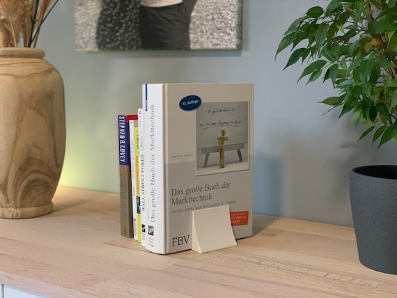 Buchstütze, minimalistisches Buchende, Buchhalter, ideal für jeden Bücherwurm, viele schöne Farben