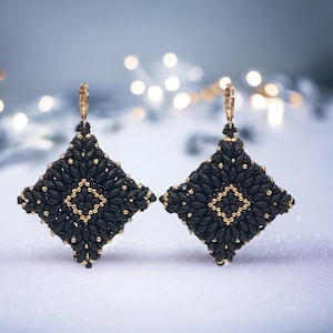 Dramatic black Persian tile earrings