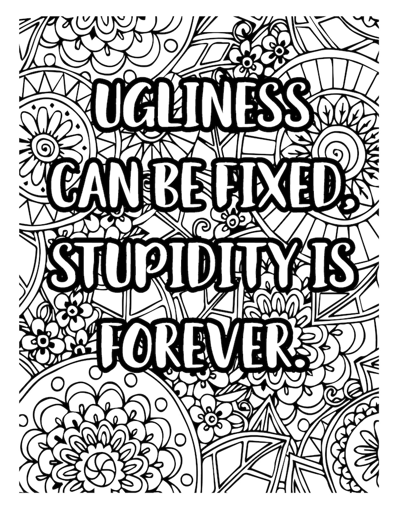 Sarcastic Coloring Pages for Adults Printable Funny Quotes Etsy