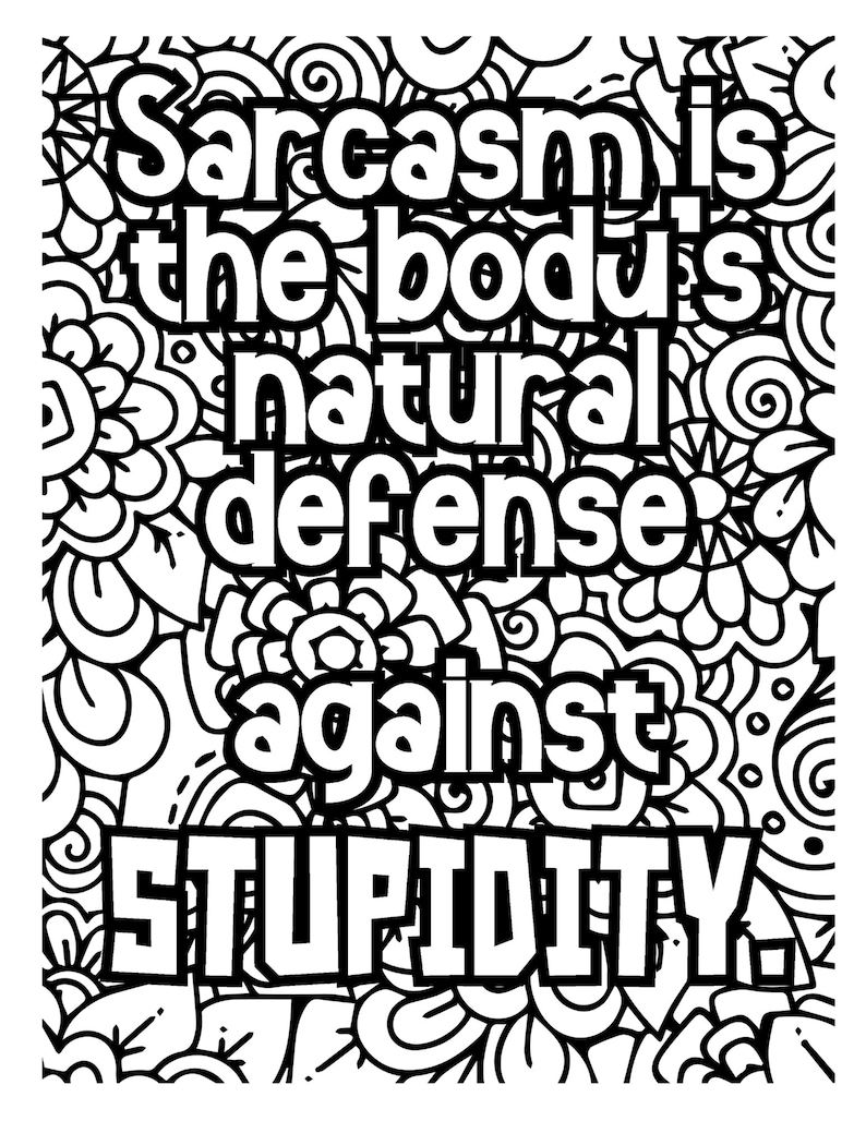 Sarcastic Coloring Pages for Adults Printable Funny Quotes - Etsy
