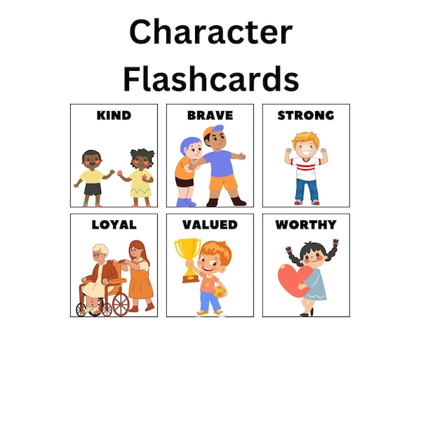 Good Behavioral Character Flashcards for Kids Early Learning and Positive Child Development Activity