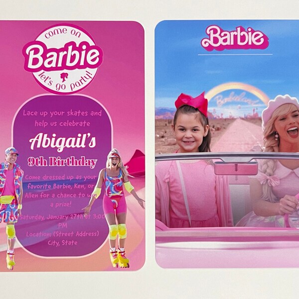 Barbie Movie Customizable Birthday Invitation