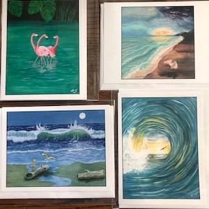 Oceaanvogel wenskaartset - strandvogelkaartenset - kustvogelkaartpakket - golfwenskaartenset - zeevogelkaartpakket - strandkunstkaartbundel