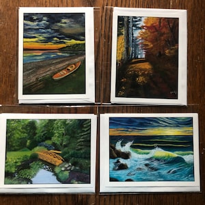 Gemalte Landschaft Karte Set- Landschaft Bäume Karte-Set Landschaft Landschaft Karte-Abenteuer Grußkarte Set- Sonnenuntergang und Natur Grußkarte