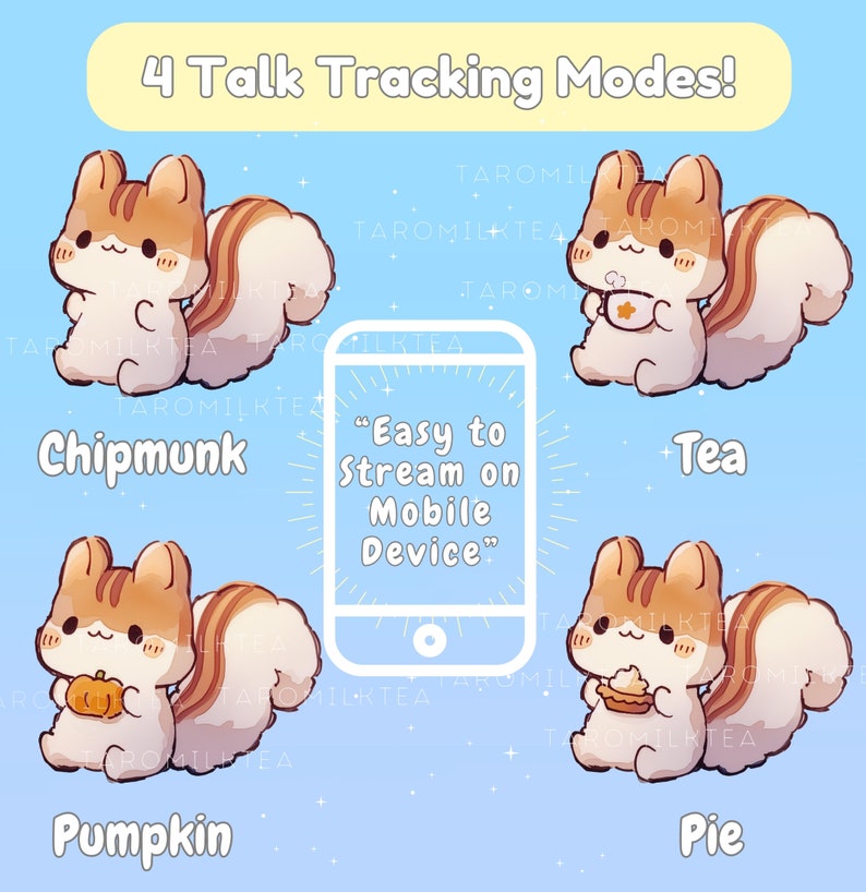 Pngtuber Cottage Core Critter , Stream Pet / Cute Chibi Chipmunk / Tea ...
