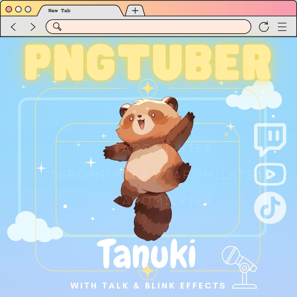 PNGTuber Tanuki , Stream Pet / Kawaii Tanuki / Racoon Dog , Stream on Mobile Device / Twitch / Interactive Anime model / Cute Twitch Avatar