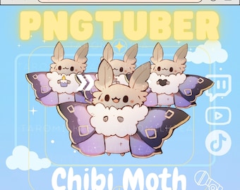 PNGTuber Moth , Stream Pet / Cute Chibi Moth / Witchy , Stream on Mobile Device for Twitch / Pastel Goth / Twitch Avatar / Cozy / Mothman