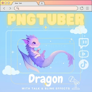 Dragón PNGTuber / Linda mascota de transmisión / Kawaii Chibi / Dragón pastel, transmisión en dispositivos móviles / Twitch TikTok / Anime interactivo / Twitch / vtuber