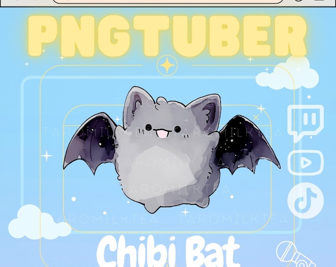 Gamer White Bat Pngtuber | Cute Bat | Twitch Streaming Avatar | Vtuber ...