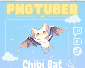 PNGTuber Bat, Stream Pet / Kawaii Spooky Bat / Vampire / Stream live on Mobile Device for Twitch / Interactive Anime / Cute Vtuber Asset