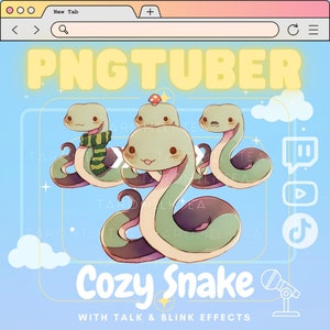 PNGTuber Snake , Stream Pet / Cute Chibi Snake / Serpent , Stream on Mobile Device for Twitch TikTok / Spooky Snake / Twitch Avatar / Cozy