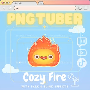 PNGTuber , Stream pet Kawaii Chibi Fire / Cute Flame , Stream live on Mobile Device / Twitch / TikTok / Interactive vtuber / Twitch Avatar