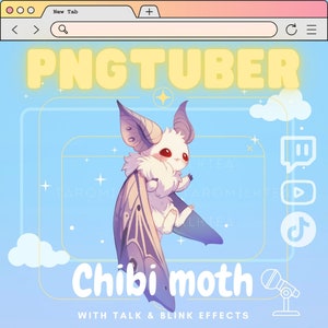 PNGTuber , Moth Stream Pet / Kawaii Chibi Cute Mothman / Stream live on Mobile Device / Twitch TikTok / Interactive Anime Vtuber Asset Moth
