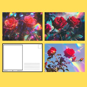 Red Wild Rose Postkarten Set (3er Pack) - Florale Florale digitaler Download, verträumtes ästhetisches Briefpapier, Journals & Wanddekoration